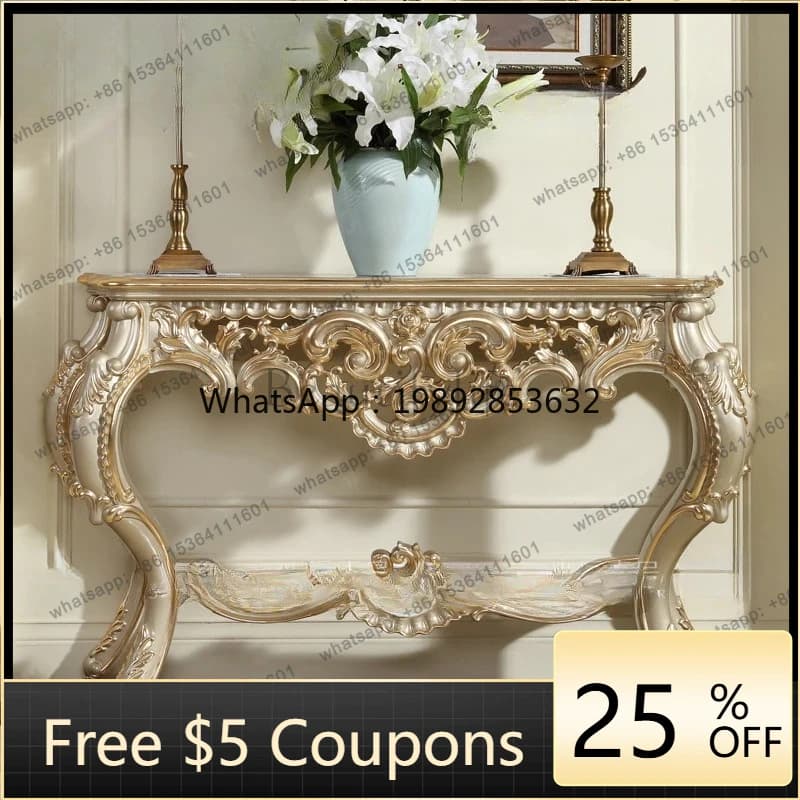 FF European cream style solid wood porch table villa small apartment decorative rack
