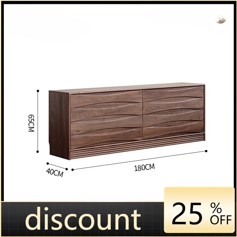 LMM Nordic retro black walnut eight-bucket cabinet living room storage cabinet bedroom