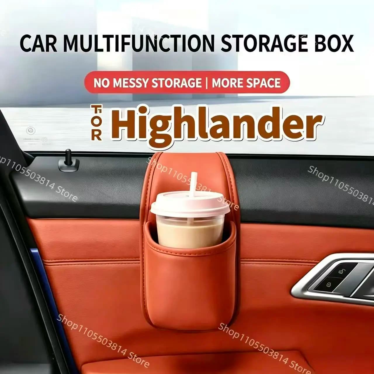 2Pcs For Highlander Door Storage Box Cup Holder Organizer Side Pocket Phone Holder Beverage Rack Multi-function Beverage Holder