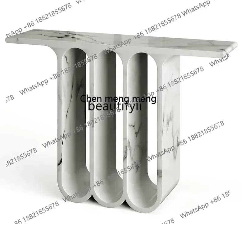 D178  Light luxury entrance table FRP painted marble effect partition console