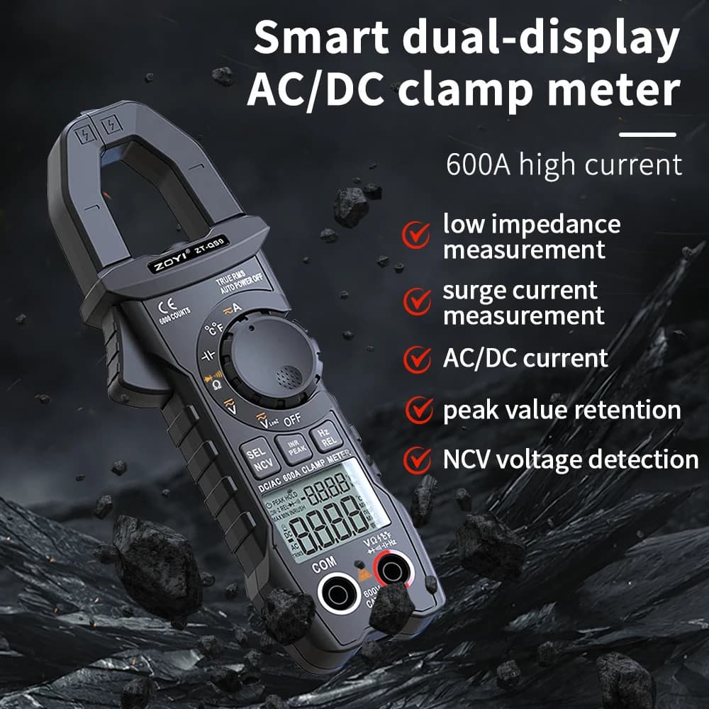 ZOYI ZT-QS9 AC/DC Digital Clamp Meter 600A High Precision Fully Automatic Smart Anti-Burn for Electrician
