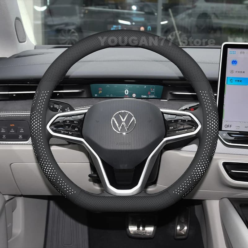 Leather Car Steering Wheel Cover for Volkswagen ID 4 ID 7 2023-2025 Covers for Covers Auto Interior Volkswagen ID 7 Accessories