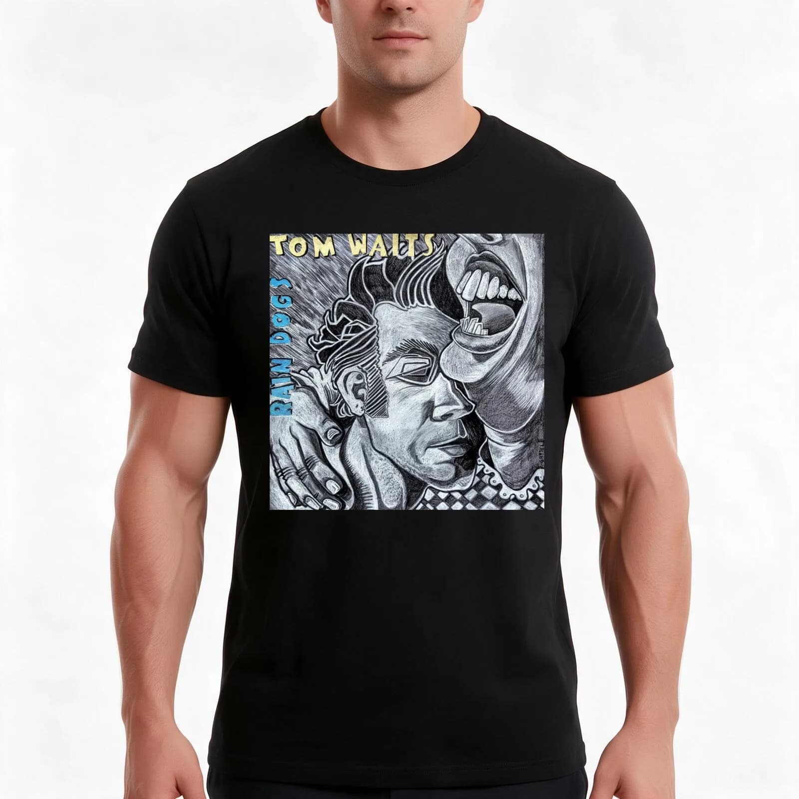 Tom Waits, Rain Dogs T-Shirt, Summer Casual Cotton Tee, Oversized Streetwear Tops, Vintage Graphic Print, Loose Fit Short Sleeve