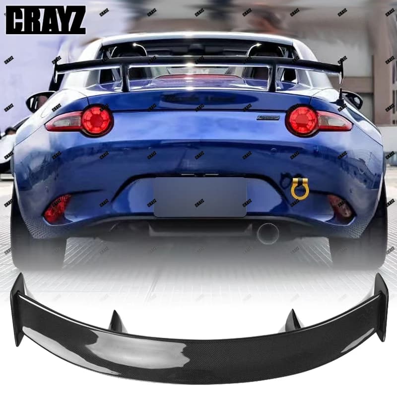 For MAZDA MX5 MX-5 2016-2023 Gloss Black /Real CARBON FIBER ND Miata Garage Rear Tail Wing Decoration GT Style Rear Spoiler
