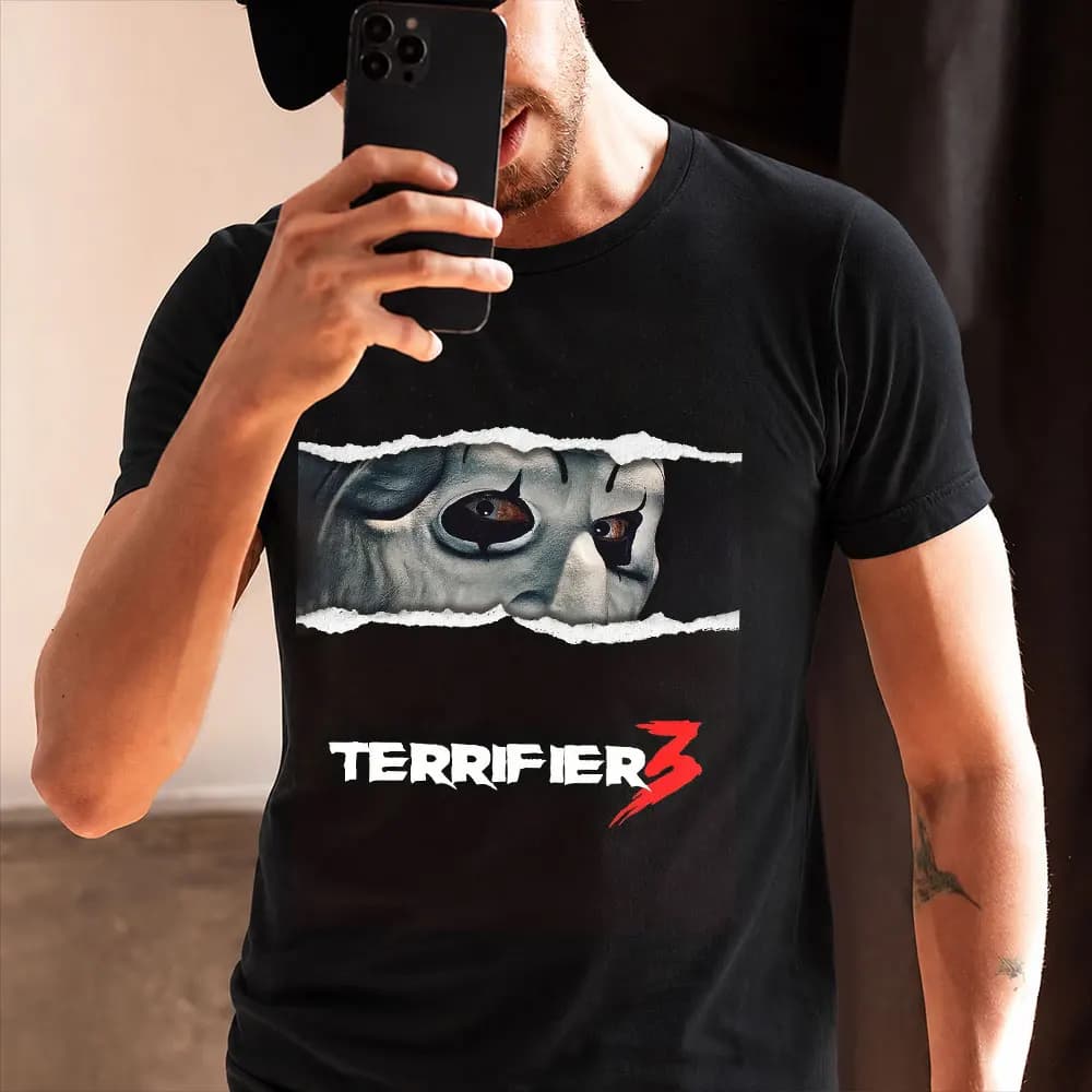 Retro Horror Movie Terrifier Art The Clown Killer Scary Halloween Gift T Shirt 0805 Short Sleeve Graphic clothes All size tops