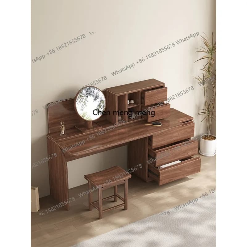 Black walnut solid wood dresser desk integrated makeup storage cabinet bedroom multi-function