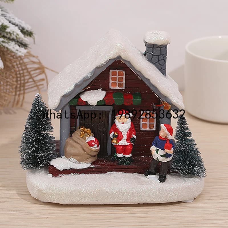 XL Christmas Christmas House Crafts Glowing Resin Arrangement Desktop Train Ornaments