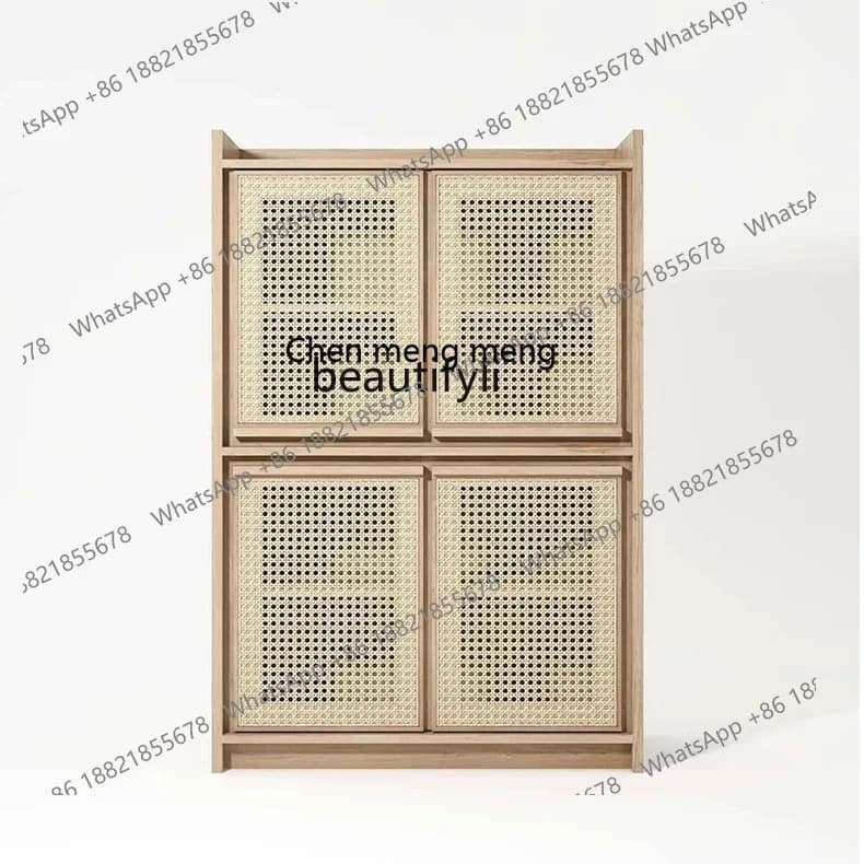 cc182l Sili Style Solid Wood Rattan Chest of Drawers Storage Cabinet B & B Household Bedroom Locker Log Style