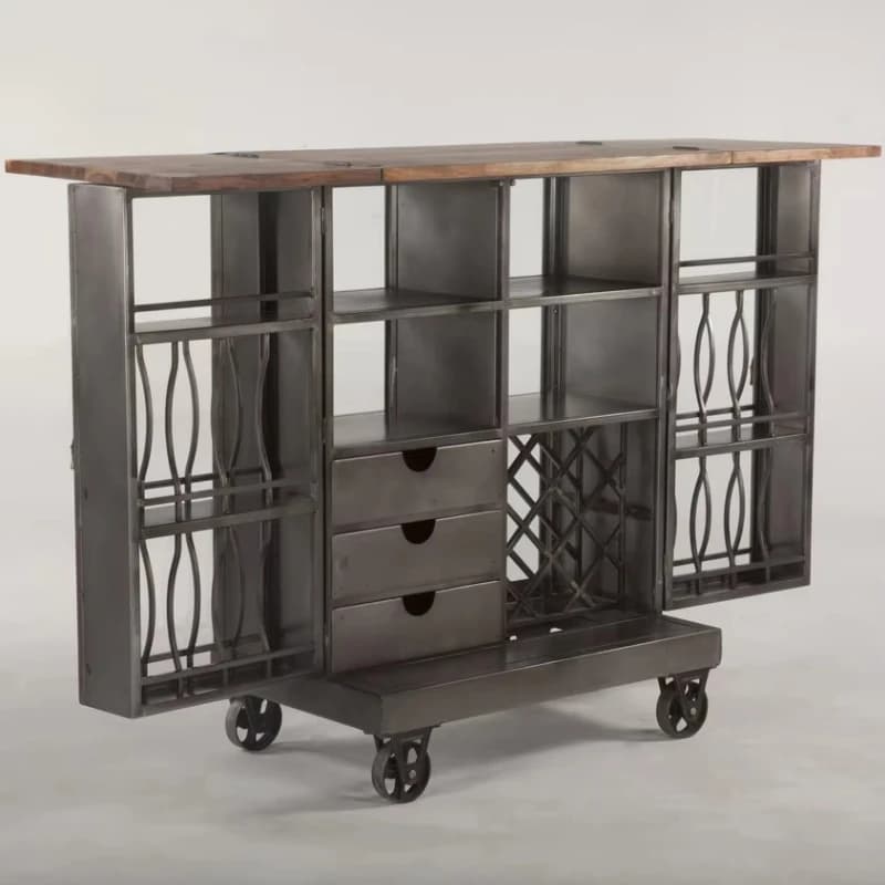 Retro Industrial Metal Bar Cabinet Home Furniture Living Room Universal