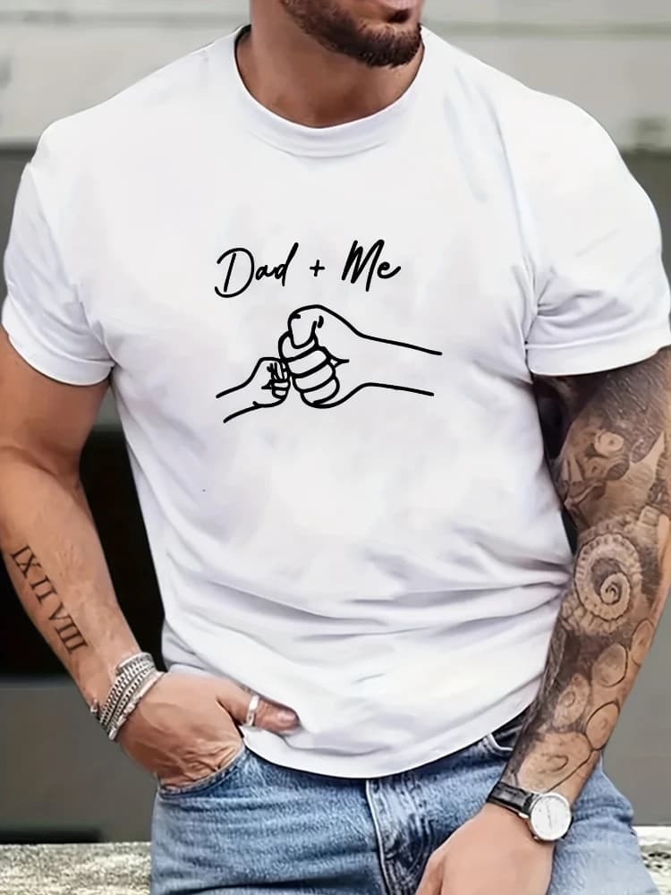 Dad and I print men's fashion creative tops, casual short-sleeved T-shirts, outdoor men's wear in summer.