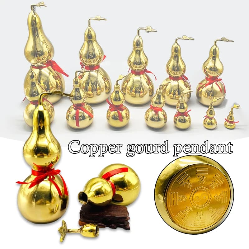 Pure Copper Gourd Ornaments Gossip Copper Traditional Chinese Feng Shui Gourd Home Decor Crafts Good Luck Wealth Gourd Pendant