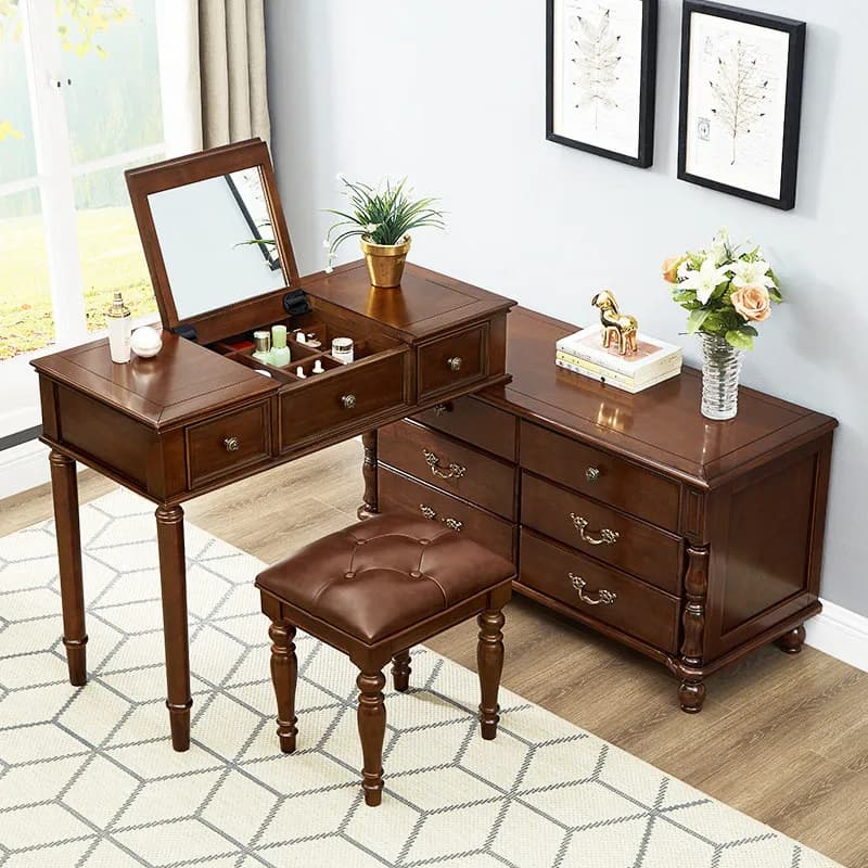 Modern Vintage Dressing Table Bedroom Makeup Service European Dressing Table Beauty Cosmetics Penteadeira Chinese Furniture
