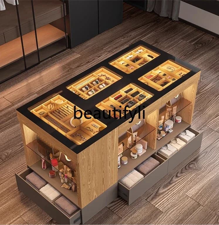 X Cloakroom Center Island Light Luxury Jewelry Display Storage Chest Center Table Home High-End Jewelry Cabinet