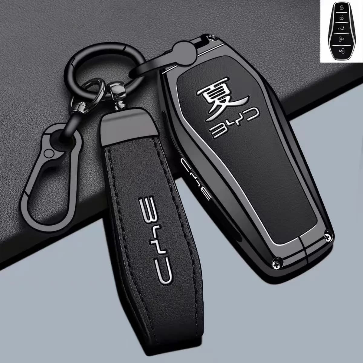 Zinc Alloy Car Key Case Cover Shell Protector Fob Holder for BYD Xia DM-i M9 2025 2026 MPV Keybag Keychain Accessories