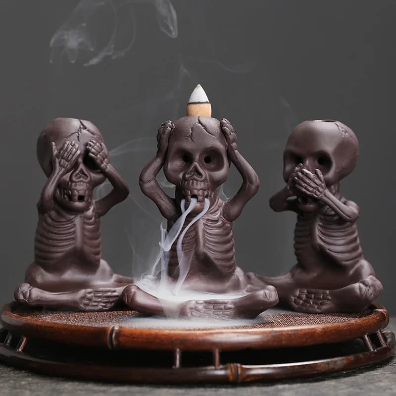Purple Clay Backflow Incense Burner Halloween Skull Head Incense Burner Ornament Creative Home Decoration