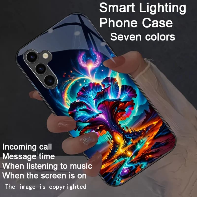 For Xiaomi Poco F7 F8 Pro Poco X7 X6 X5 M6 Pro M7 15T Light Up Led Flash Funda For Redmi Note 15 14 13 12 Pro 5G Shine Tree Case