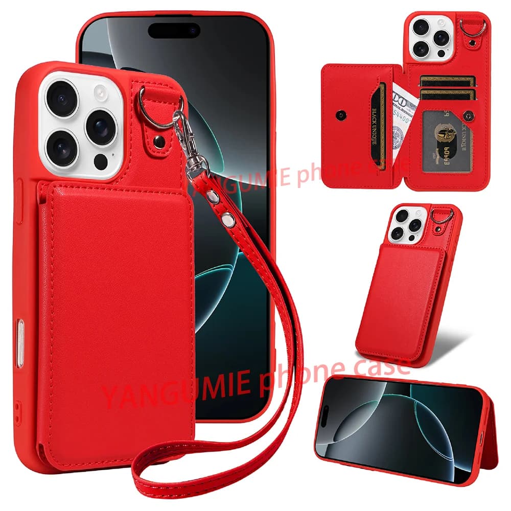 For Full range of iPhone 17/18 Pro max wallet leather mobile phone case RFID fashion minimalist bracket protective case