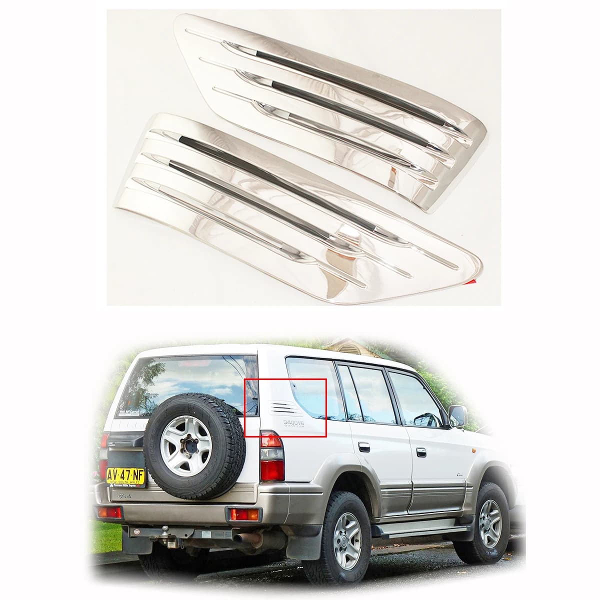 Chrome Car Accessories Side Wind Hole Cover Trim Paste Style 1996 1998 - 2002 For Toyota Land Cruiser Prado Fj90 LC90 90 3400