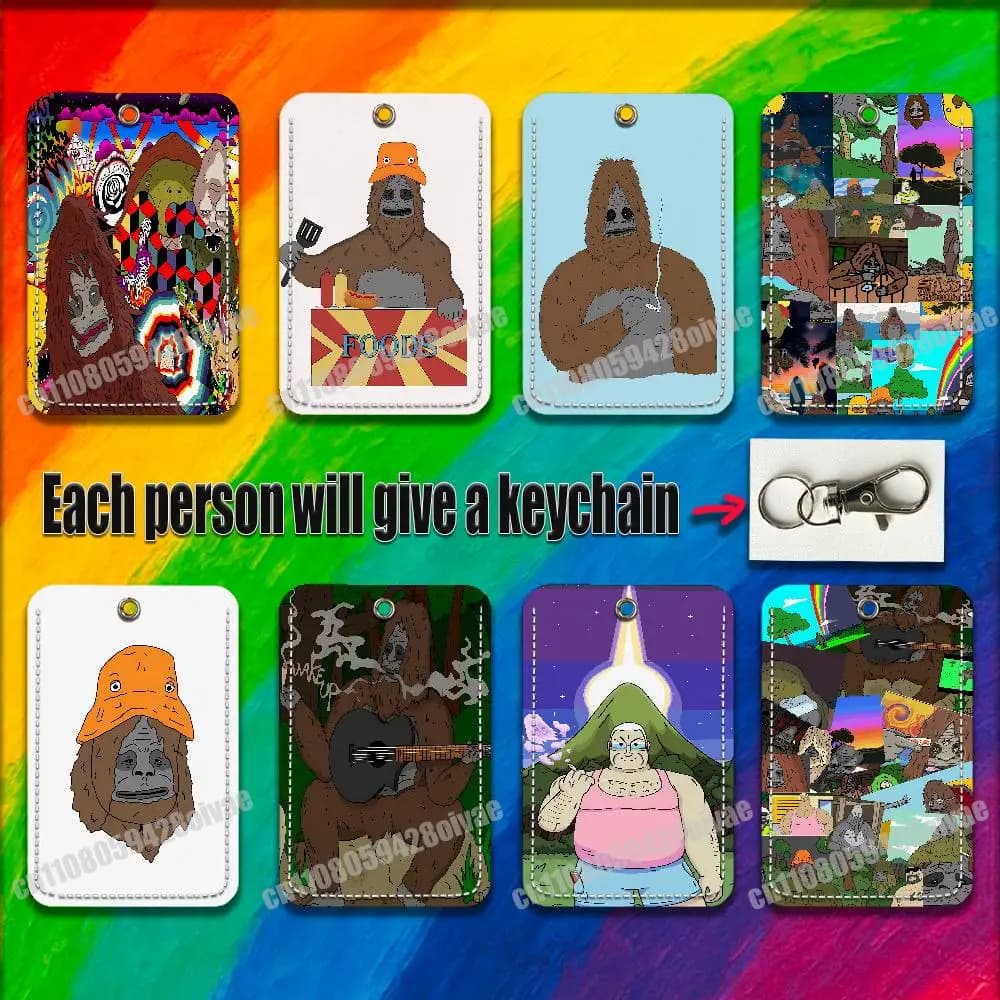 S-Sassy The Sasquatch For ID Clips Credit Bank Subway Card Holder Cover Sleeve Ornament  Leather Keychain