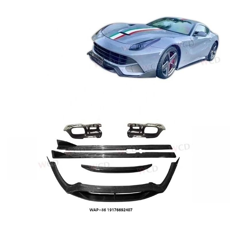 DMC Style Real Carbon Fiber Front Lip Rear Diffuser Side Skirts Rear Wing Spoiler forFerrari F12 Body Kit 2013+