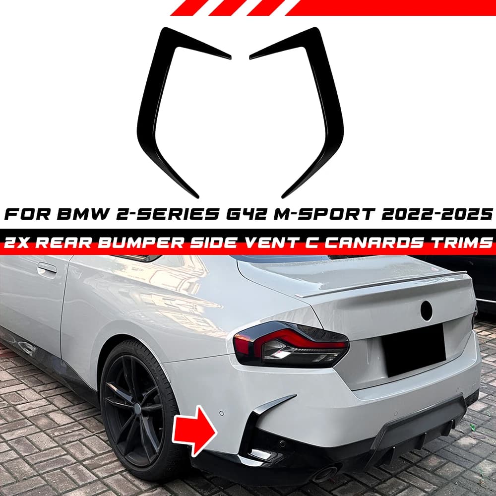 1 Pair ABS Car Rear Bumper Side Vent C Canards Trims For BMW 2-Series G42 M-Sport 2022 2023 2024 2025