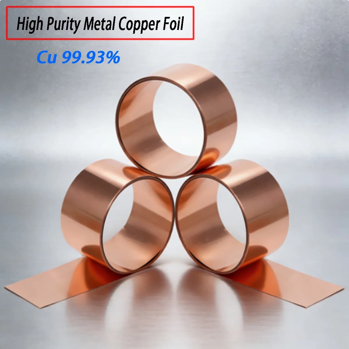Cu 99.93% High Purity Copper Foil - Custom Size Available (Width 100/200/300mm) for Scientific Research & Lab Experiments