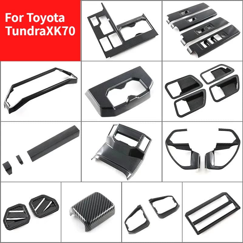 For Toyota Tundra XK70 2022-2026 Interior Trim Cup Holder Cover Custom Fit Carbon Fiber Pattern Sticker Car Decoration Supplies