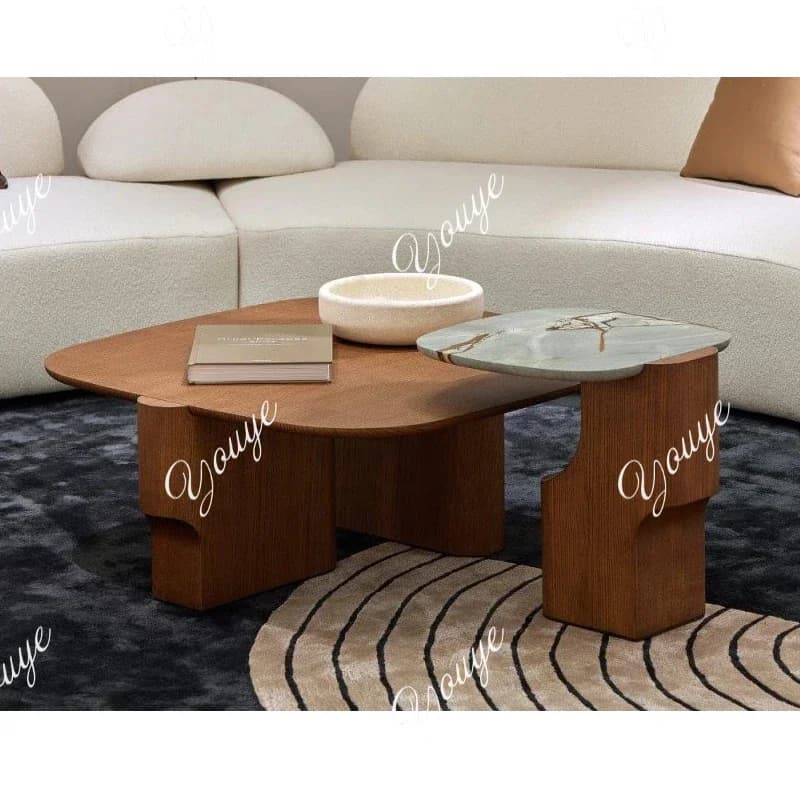BX Coffee Table Combination Light Luxury Modern Living Room Solid Wood Coffee Table Designer Creative Marble Tea Table