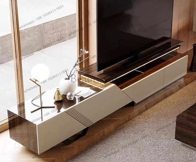 Italian light luxury solid wood TV cabinet household living room high-end drawer audio-visual cabinet