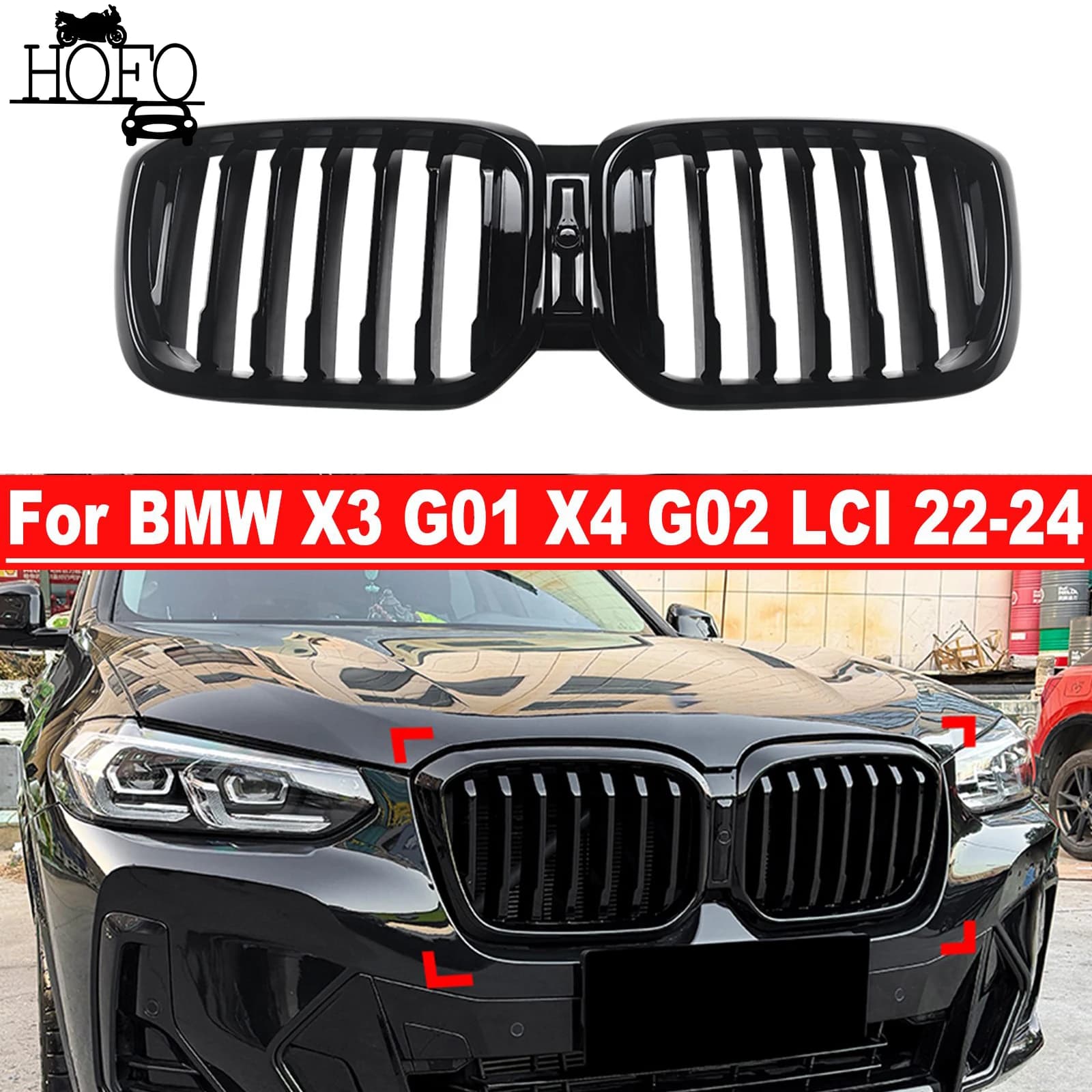Front Grille For BMW X3 G01 X4 G02 2022-2024 Car Front Bumper Grille Cover Exterior Parts Car Accessories