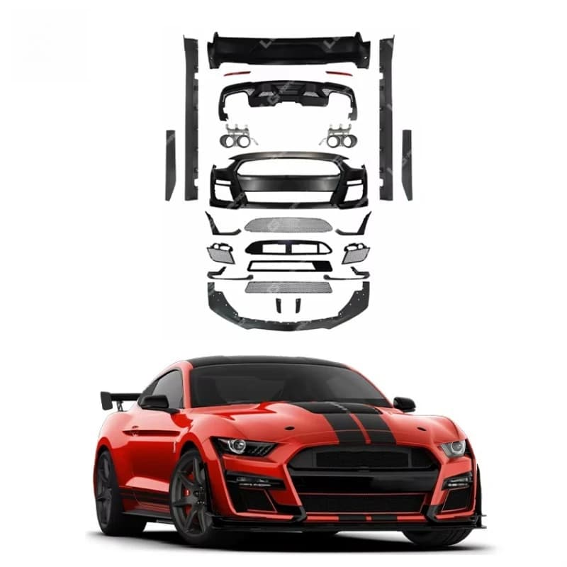 Body Kit for Mustang 18-20 Upgrade to GT500 Style Front Bumper Rear Bumper Side Skirts Exhaust Body Kit