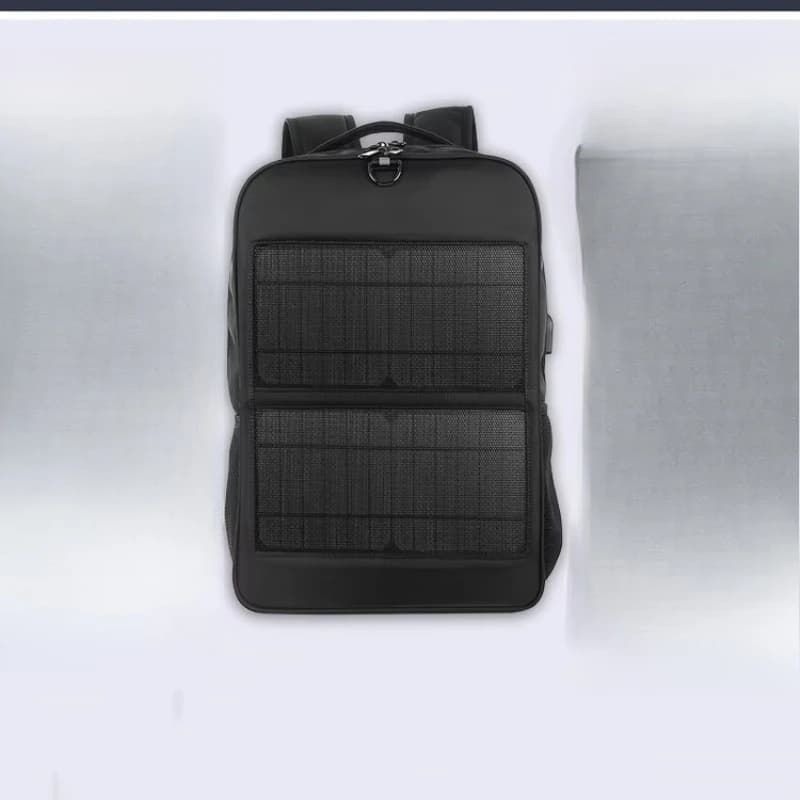 Black Solar Backpack Rechargeable Energy Rechargeable Backpack Hiking Solar Portable Charger