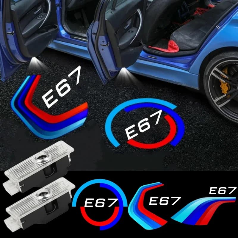 2PCS LED Auto Door Welcome Shadow Laser Lights Projector Courtesy Ghost Logo Lamps for BMW 7 Series E67 2003‑2015 Accessories