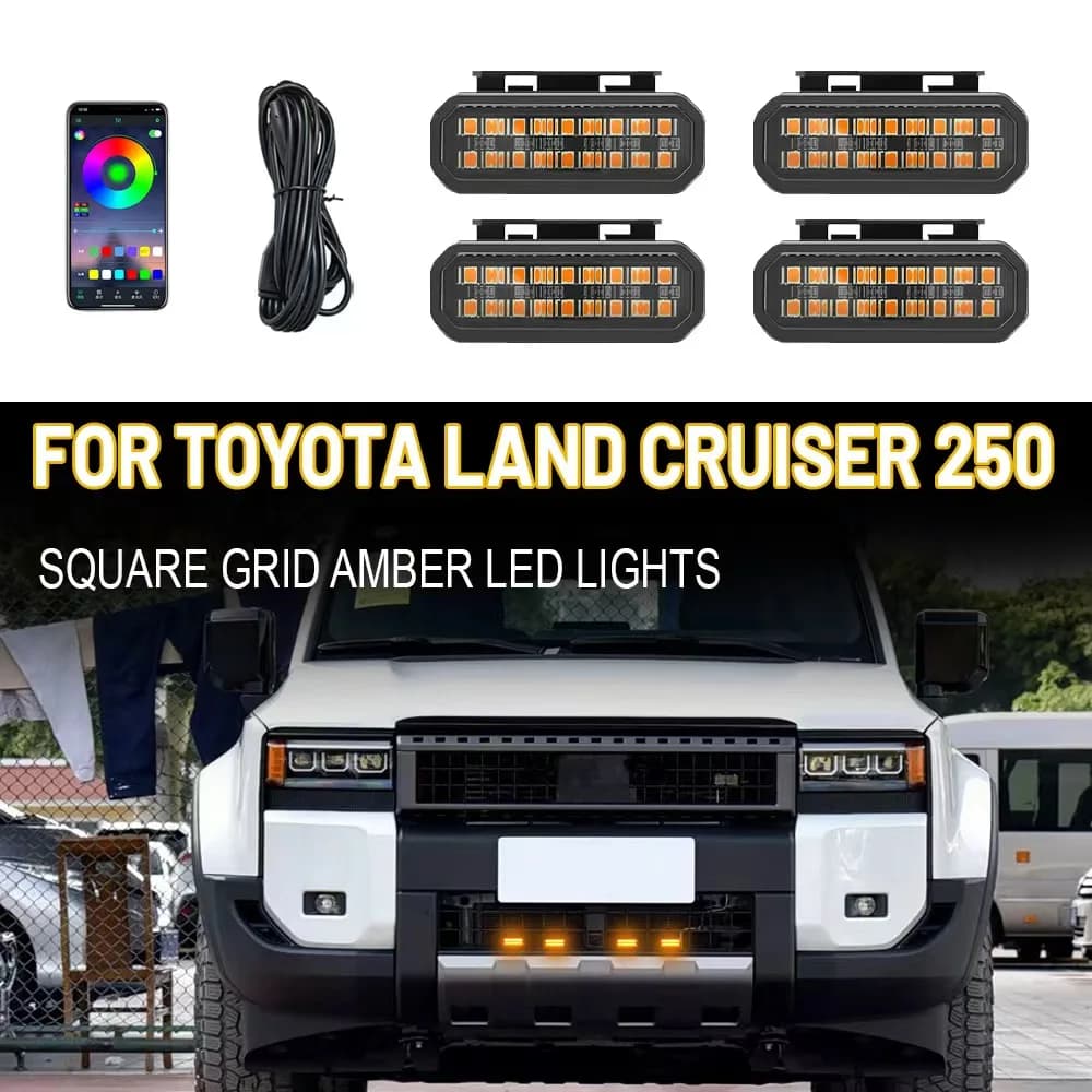  FOR Toyota Land Cruiser Prado LC250 LED Front Grille Light Car Daytime Running Light Wheel Eyebrow Lamp For Pickup Offroad 12V