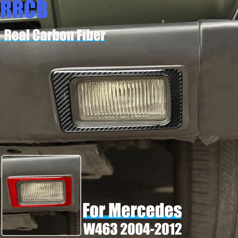 Real Carbon Fiber Car Accessories Fog Lights Frame Soft Cover Sticker For Mercedes-Benz G Class W463 G500 G55 G63 G550 2004-2012