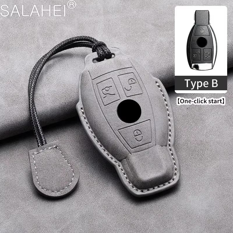 2/3 Buttons Suede Leather For Mercedes Benz A B G R Class GLA GLK W176 W204 W251 W463 Car Remote Key Case Cover Fob Accessories