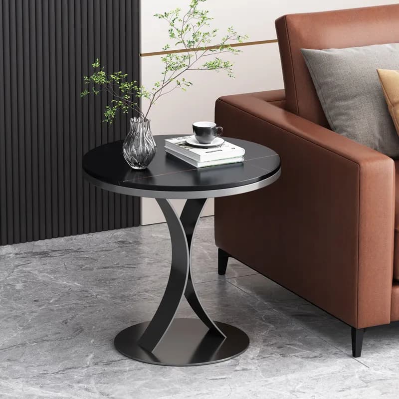 Modern European Coffee Table Black Bedroom Luxury Floor Mini Round Coffee Table Side Marble Nordic Mesa De Centro Sala Furniture