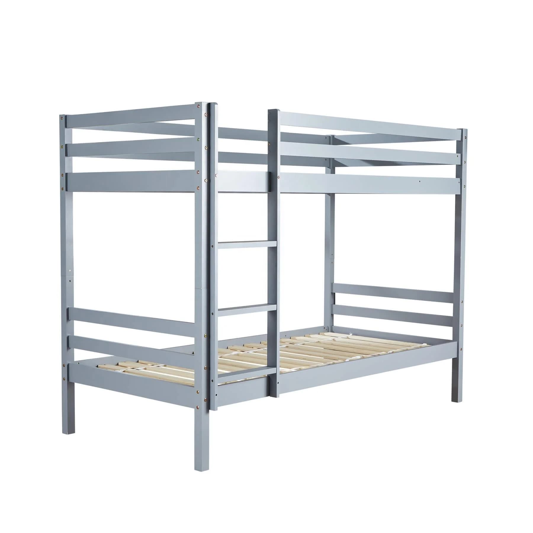 Modern Designed Solid Pine Wood Twin Bunk Bed for Kids Single Bed with Space-Saving Feature Pricepromote sales