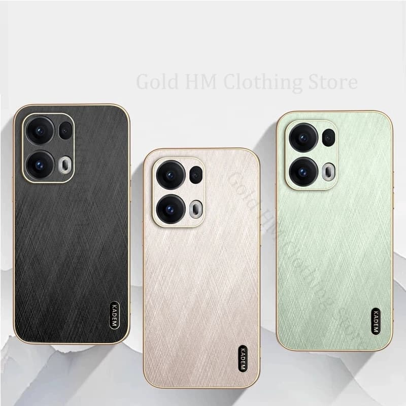 Gold Silk Texture Leather Phone Plating Case For Oppo Reno13 F 13 Pro Electroplated Tough Cover For Reno 11 10 12 Pro 8 Pro Plus