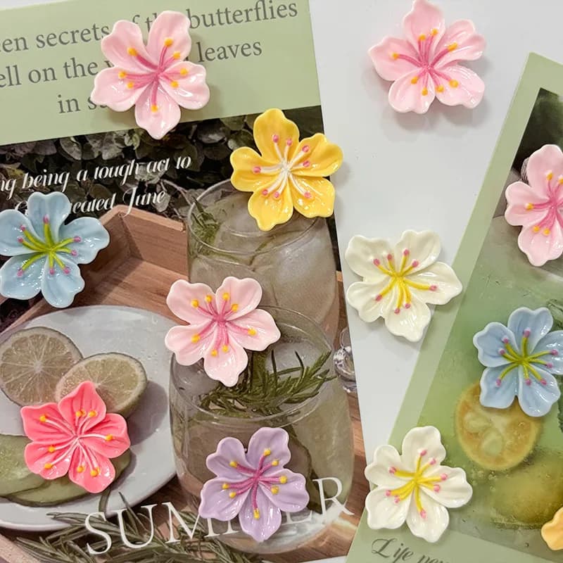 6pcs Sweet Small Colorful Flower Refrigerator Magnets Mini Creative Fridge Magnet Decorative