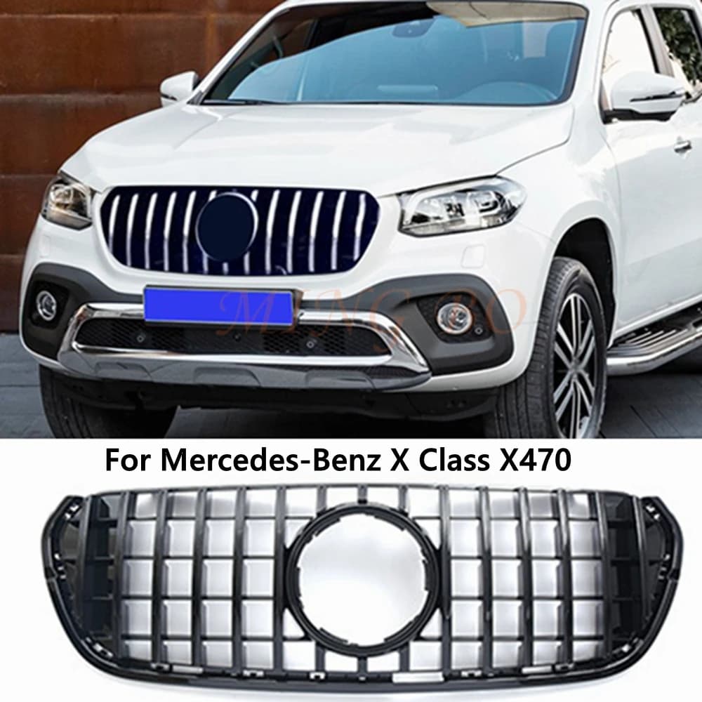 MatteBlack GT Style of Front Bumper Grille Mesh Grill For Mercedes Benz X Class X470 2018-2020 Black/Chrome Black