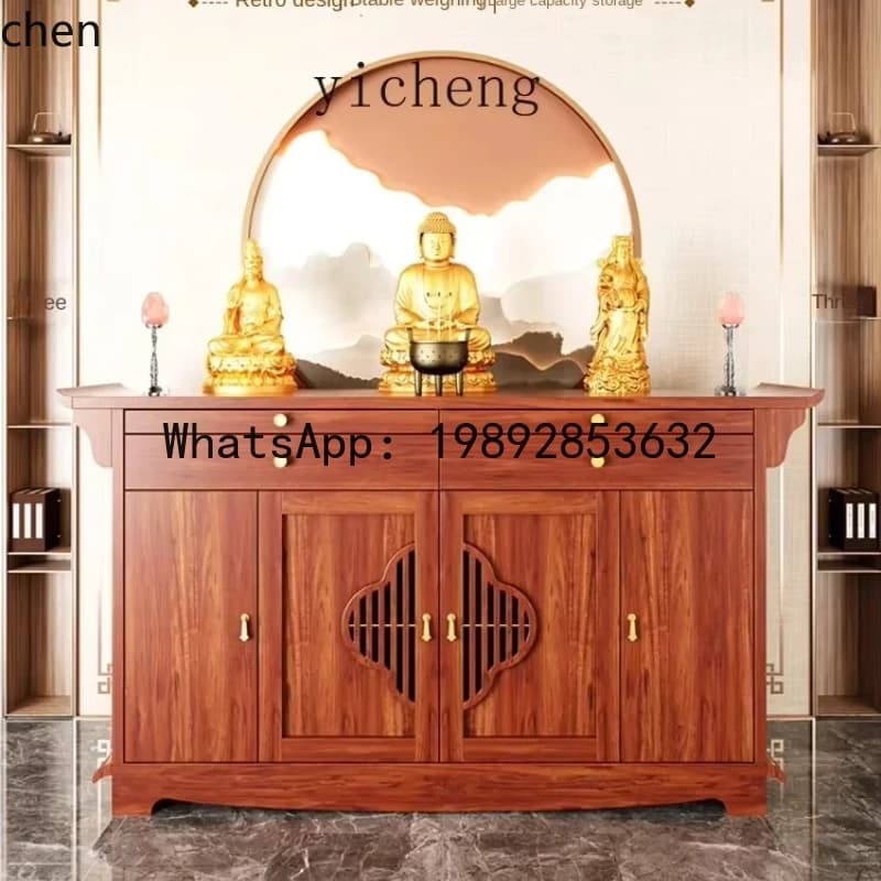 PYH  Solid Wood Altar Incense Burner Table Household Altar Simple  Living Room Incense Central Hall Cabinet