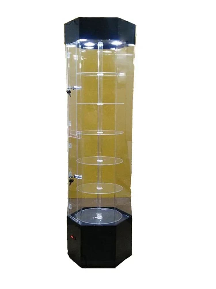 Rotating acrylic cosmetics glass display case gift jewelry jewelry figurines dental handpiece sample display rack Hot sales