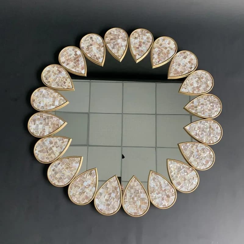 Shell decorative mirror, soft decoration design, shell hanging mirror