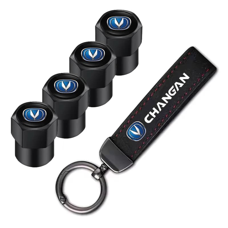 For Changan UNI‑V UNI‑K Deepal SL03 Wear‑Resistant Suede Keychain Keyring + Tire Valve Stem Caps Exterior Trim Accessories