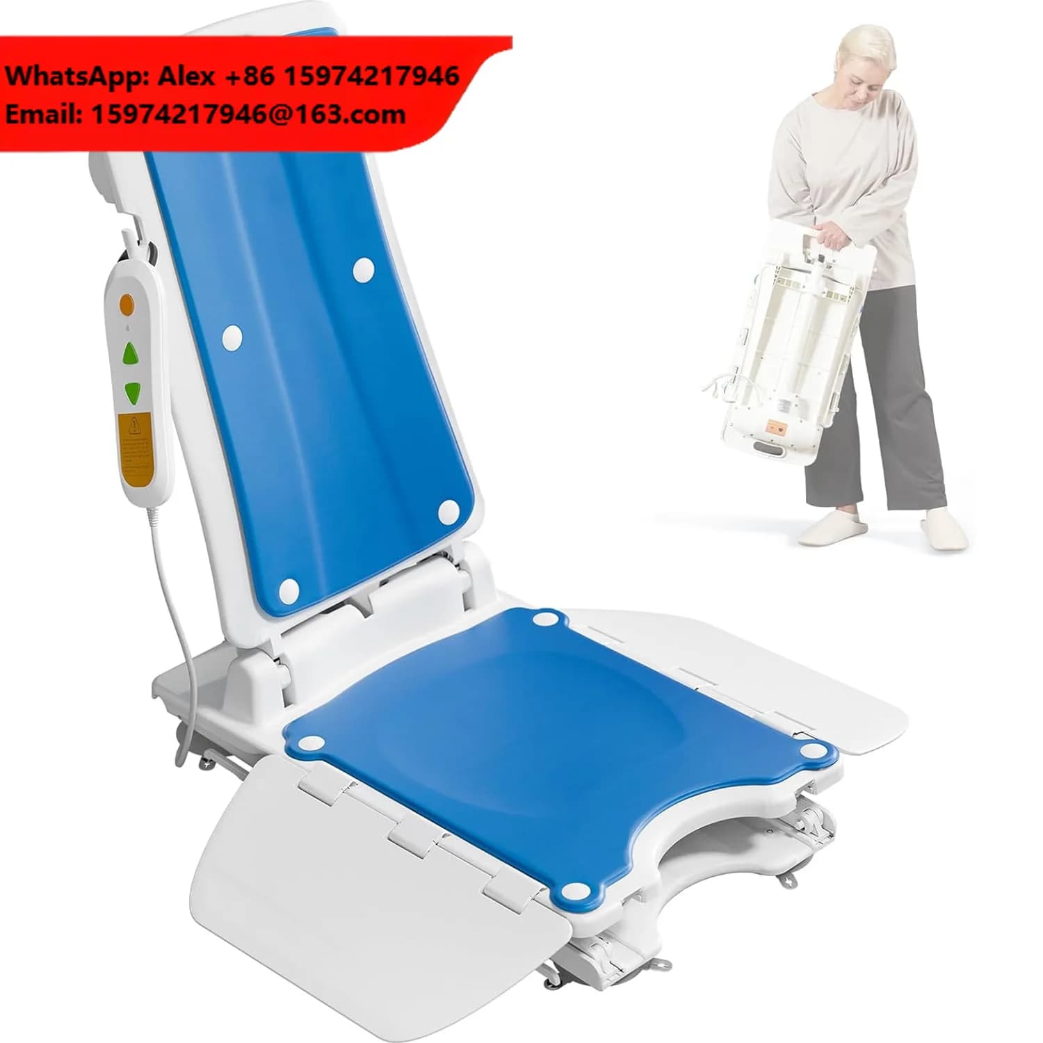 Mateside 300 Lbs Lift Capacity Portable Cordless Rechargeable Electric Bathtub Lift Shower Chair
