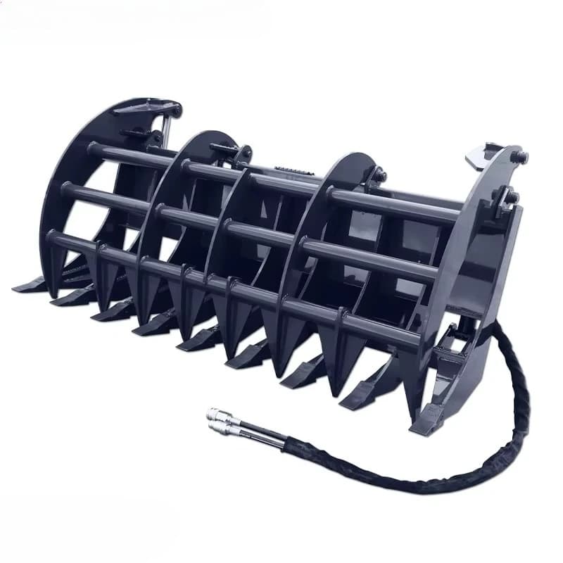 High Quality Skid Steer Loader Attachment Grass Grab Bucket Grapples  Grass Fork Grippers Grabbers From Original Factory