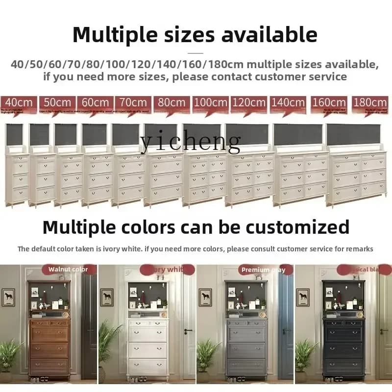 B6 GZ-23  Pure Solid Wood Cream Wind Ultra-thin Home Hole Board Shoe Cabinet Coat Rack Integrated