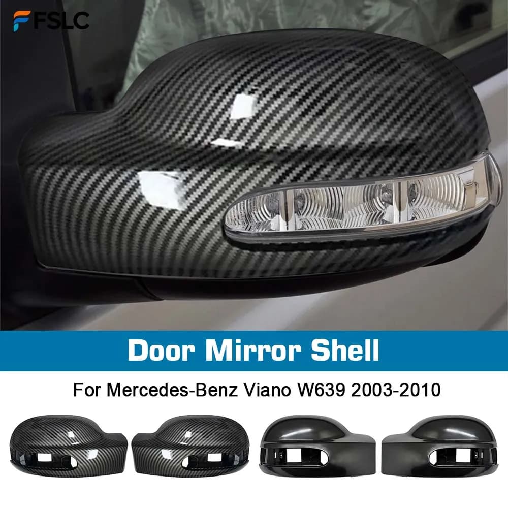 ⭐Genuine⭐ Protective Cover Door Mirror Shell For Mercedes-Benz Viano W639 2003-2010 Carbon Fiber Black Car Rearview Accessories