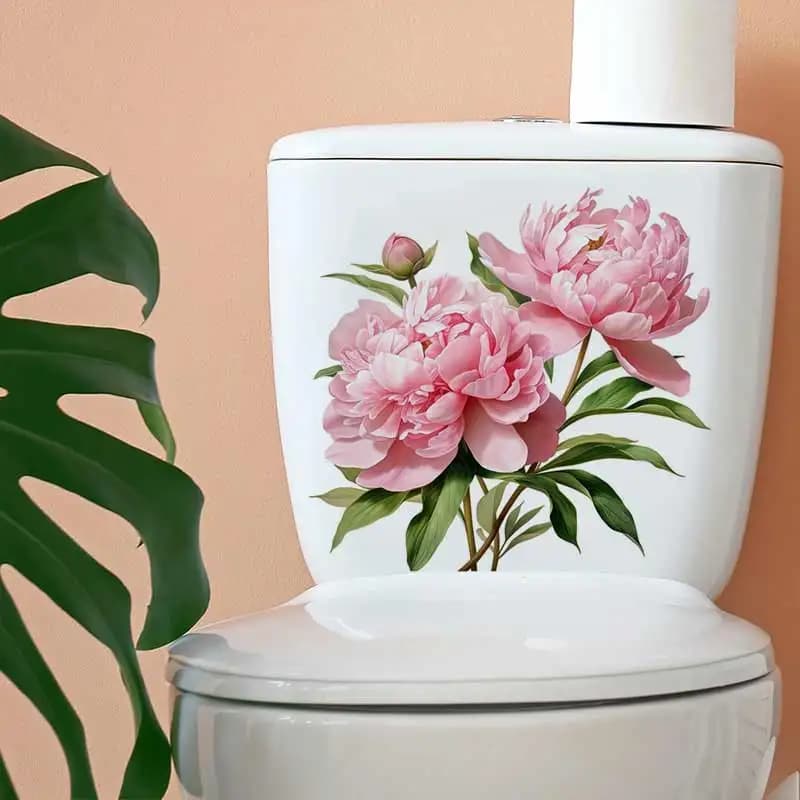 Peony Flower Wall Sticker Bathroom Toilet Decor Living Room Cabinet Refrigerator Home Decoration Decals Stickers M1306